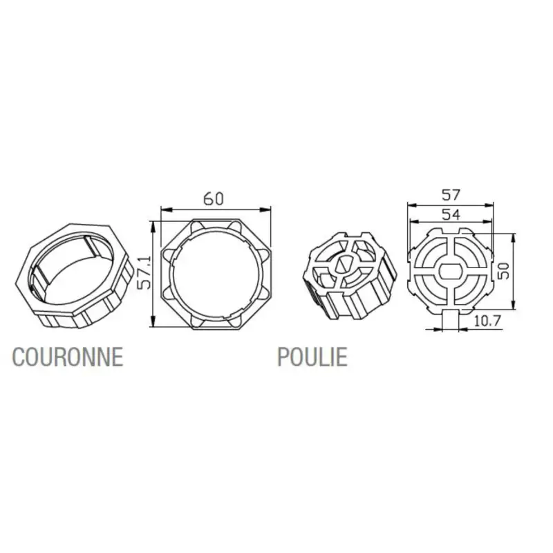 Acc. Divers Mécanique Adaptateur octogonal 59 x 0,7mm