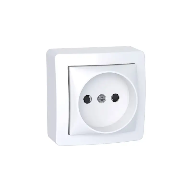 Alréa prise de courant 2P connexion rapide avec cadre saillie blanc polaire