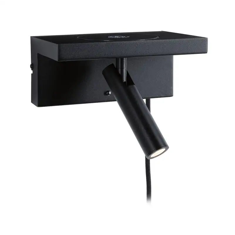 Applique LED Liseuse Jerik 2,5W 130lm 3000K 3StepDim métal noir USBC 230V