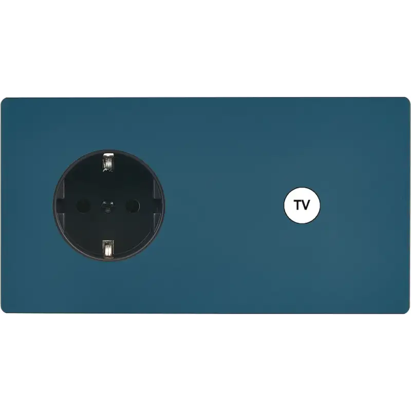 Façade 'M' Gris Mat Double Horizontale 1 Prise Schuko 1 Prise Tv magnétique