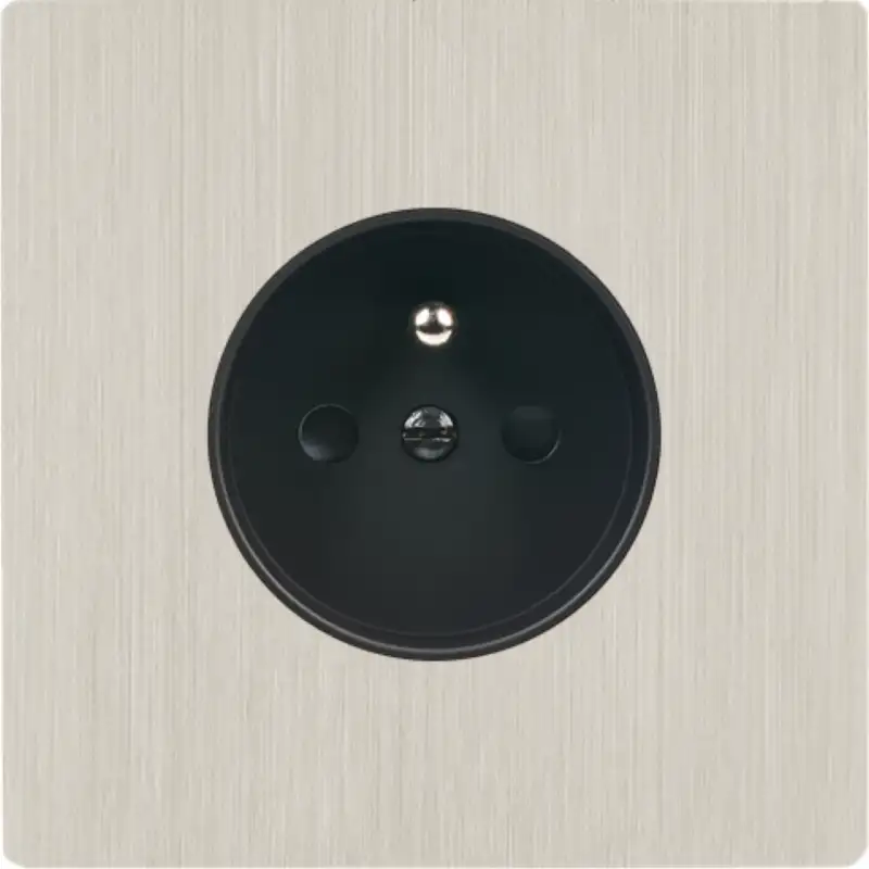 Façade 'M' nickel brossé simple 1 prise magnétique