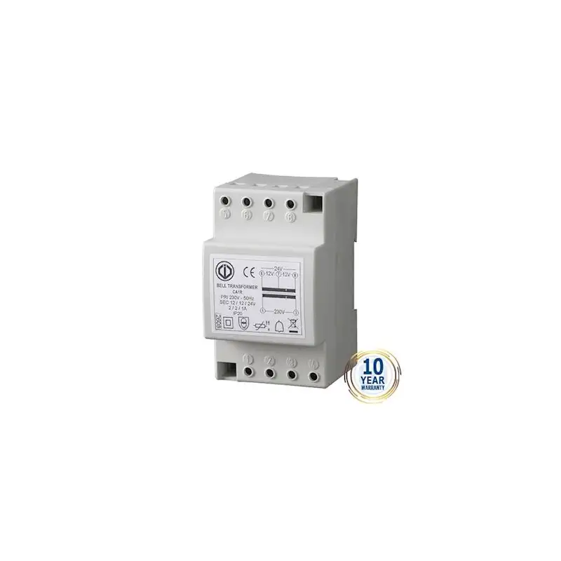 Transformateur 12/24V AC - 1/2A - classe II - en 61558-8 - rail DIN - 3 modules