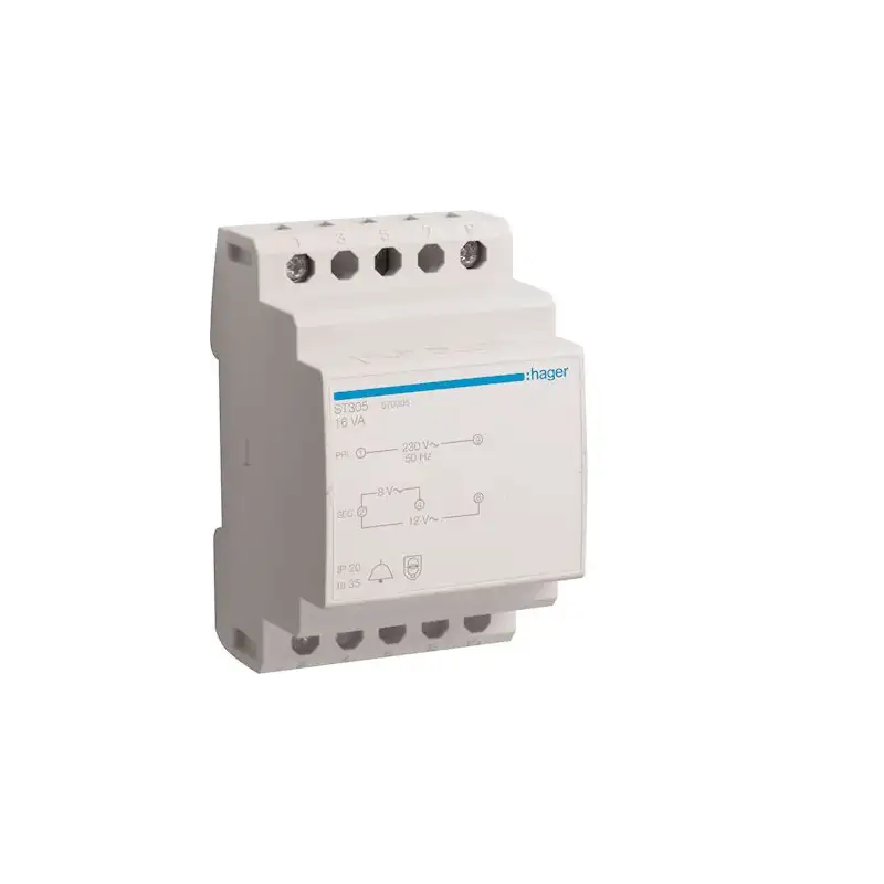 Transformateur de sonnerie 16VA 230VAC - 8 - 12VAC 3 modules